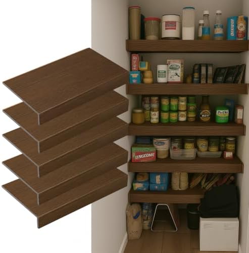 5 Pack 38x12in Wire Shelf Cover for Pantry, Closet, Kitchen – Waterproof PVC Wood-Look Wire Rack Covers for Shelves, Multiple No-Tool Installation by Gideio