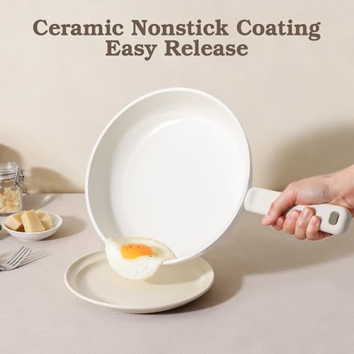 SENSARTE Ceramic Pots and Pans Set Nonstick, 20Pcs Cookware Set, White - Image 3