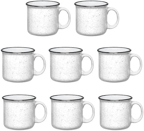 Set of 8 Ceramic Campfire Mugs – 15 Oz, White – Coffee & Tea Cups for Home, Work, Travel, Camping – Customizable, Great for DIY, Events, Companies by GiftsbyDesign