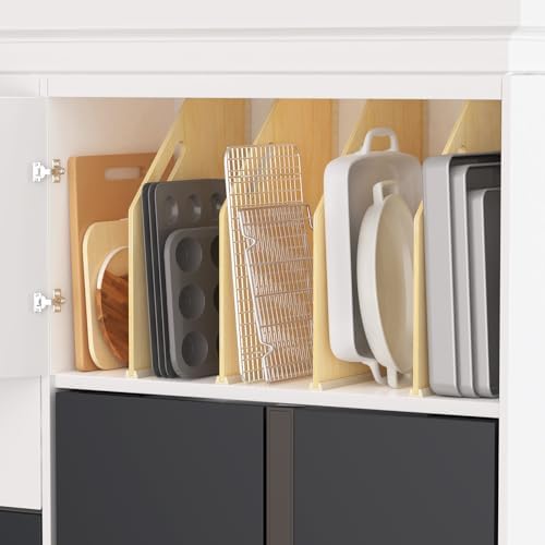4 Pack Wood Tray Dividers for Cabinet, Cookie Sheet Organizer for Cabinet - Image 7