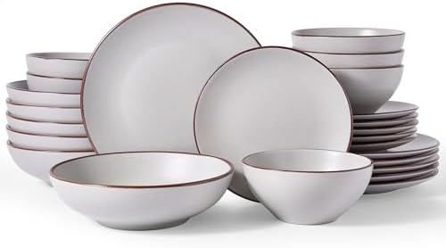 Famiware Venus Stoneware Dinnerware Sets with Pasta Bowls, Dishes Set for 6 by Famiware