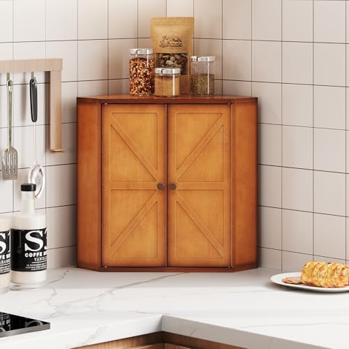 Trironsun Corner Bread Box for Kitchen Counter Double Layer Bamboo Bread Storage Container Large Capacity Bread Storage Bin Farmhouse Breadbox Organizer (Antique Brown) - Image 3