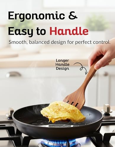 Professional 4-Piece Teak Wood Spurtle Set for Cooking, Precision-Crafted Wooden Utensil Set with Slotted Turner, Frying Spatula, Scraper, Nonstick Safe Wood Kitchen Tools for Stirring & Serving - Image 4
