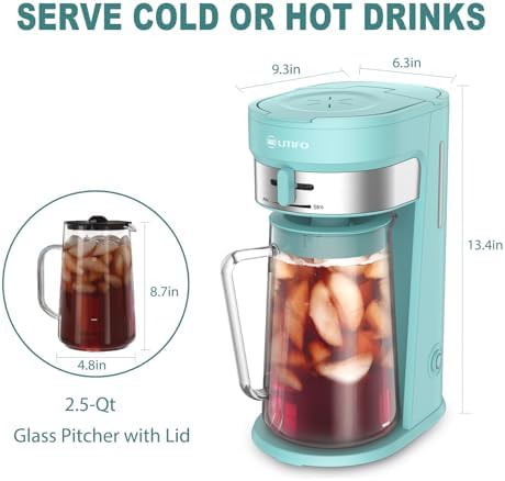 LITIFO Iced Tea Maker and Iced Coffee Maker Brewing System with 2.5-quart Pitcher, sliding strength selector for Taste Customization, Stainless Steel (Green) - Image 3