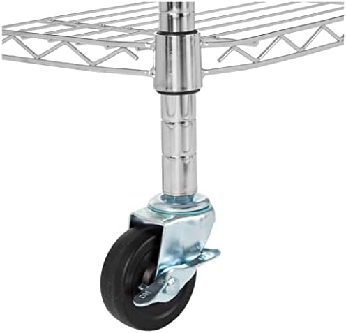 Amazon Basics 4-Shelf Adjustable Heavy Duty Storage Shelving Unit with Wheels, No-Tool Easy Assembly, Garage Shelving, Metal Wire Rack with Casters and Leveling Feet, 36" x 14" x 57.8", Chrome - Image 3