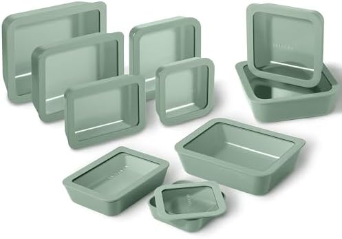 Glass Food Storage Set, 10 Containers + 10 Glass Lids, Willow by BrivaraHome