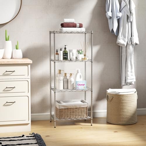 BestOffice | 4-Tier Wire Shelf | 12" x 18" x 44 | Chrome - Image 2
