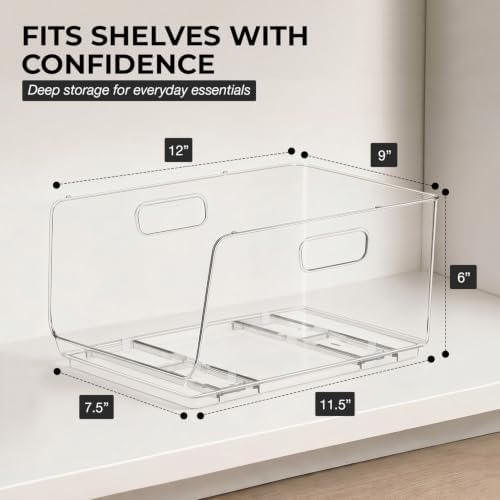 ClearSpace Stackable Storage Bins, Front Pantry Organizer, Medium, 4 Pack - Image 2