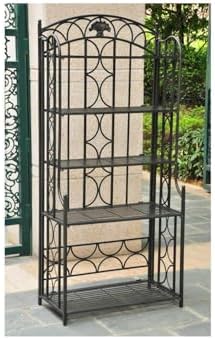Maykoosh Medieval Majesty 5-Tier Bakers Rack - Sturdy Iron Construction, Elegant Hammered Finish, Dimensions: 67 x 31 x 16 Inches, Great for Storage Antique Black - Image 3