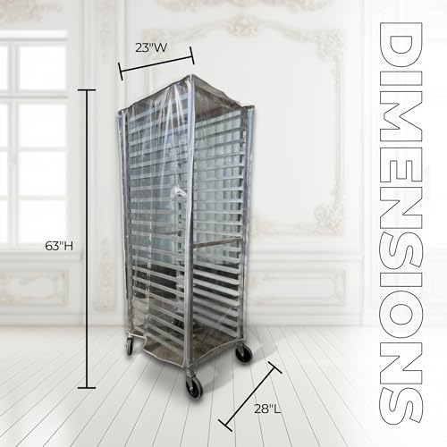 Bakery Food Pan Sheet Rack Cover | Size: 23"W x 28"L x 33"H | Material: Heavy-duty Nylon | Zippers:2 | Color:White | Pack of 1 - Image 5