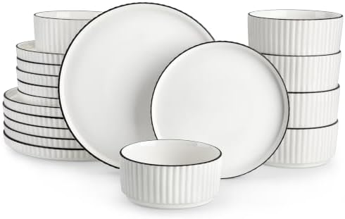 MALACASA Porcelain 18 Pieces Plates and Bowls Set, Dinnerware Set for 6 by MALACASA