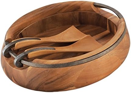 nambe Anvil Salad Bowl with Servers by Unknown