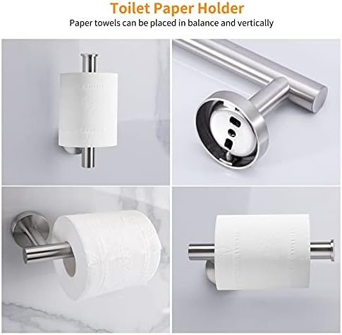 Cilee 10 Piece Brushed Nickel Bathroom Accessories Set, 16 inch Brushed Nickel Bathroon Hardware Set Towel Bar Ring Toilet Paper Holder Robe Towel Hook SUS304 Stainless Steel - Image 5
