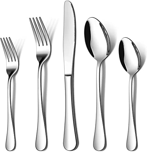 LIANYU 10 Piece Silverware Flatware Set for 2, Stainless Steel Cutlery Eating Utensils, Mirror Finished, Dishwasher Safe by LIANYU