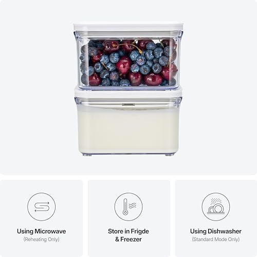 VAKUEN Premium Airtight Food Storage Containers, Rectangular 2PC(1.06qt), Smart One-Click Seal Lid, No Hinges, Patented Double Silicone Lining, 100% Leak Proof, BPA-FREE, Dishwasher, Microwave Safe - Image 3