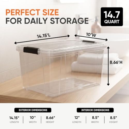 Superio 14.7 Quart Clear Plastic Storage Boxes with Lids, Stackable Organizer Containers, BPA-Free Storage Bins for Home, Office, School & Dorm, 3 Pack - Image 3