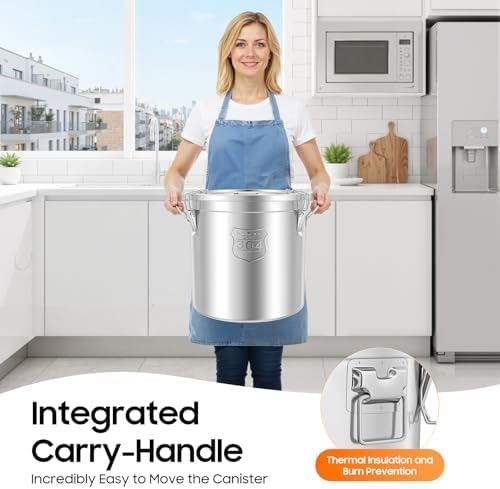 48L/12.68 Gal Stainless Steel Food Storage Container with Lid - Image 5