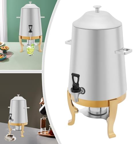 3.43Gallon Stainless Steel Hot Beverage Dispenser,Coffee Chafer Urn with Spigot&Fuel Holder,Cold&Hot Drinks Dispenser for Milk Coffee Tea Juice - Parties Catering Buffet Event (Gold,A) - Image 7