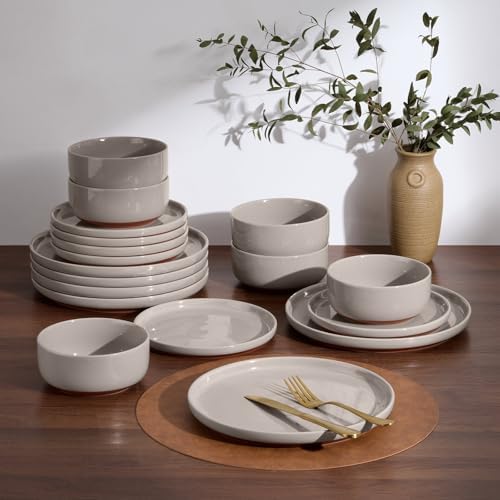E-far Plates and Bowls Sets, 18Pcs Stoneware Ceramic Dinnerware Dishes Sets - Image 3