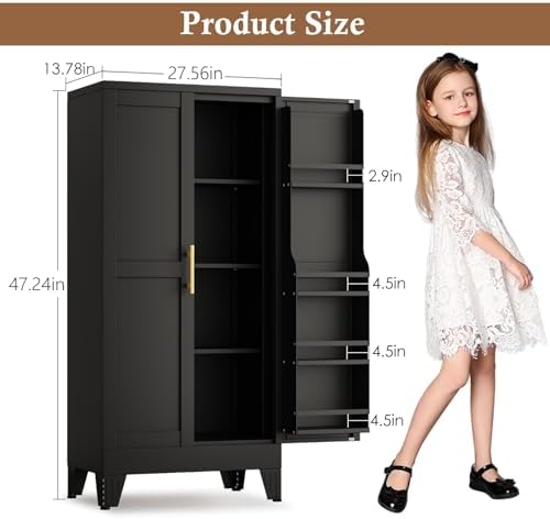 GAIOUS Metal Kitchen Pantry Cabinet, Food Storage Cabinets Black Cupboard - Image 2