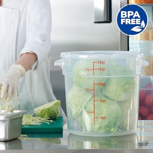 CURTA 18 Quart Translucent Round Food Storage Container with Lid, Pack of 4 – NSF Listed, BPA-Free, Commercial-Grade Polypropylene, Freezer & Dishwasher Safe, Non-Stick, Easy-Read Graduations - Image 4