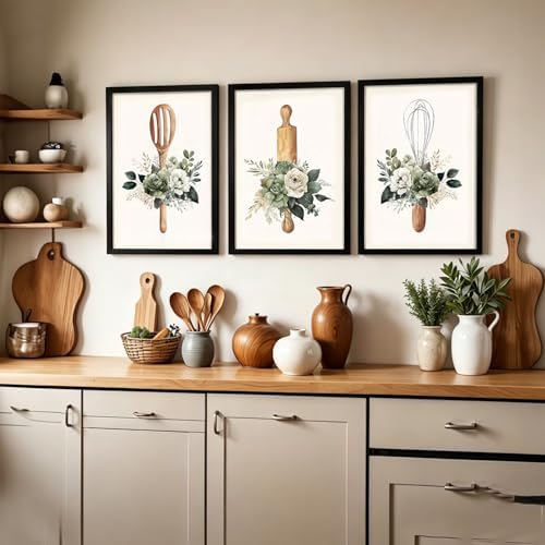 Doqueodas 3Pcs Sage Green Plants Flowers Kitchen Canvas Wall Art 16x24 inch - Image 6
