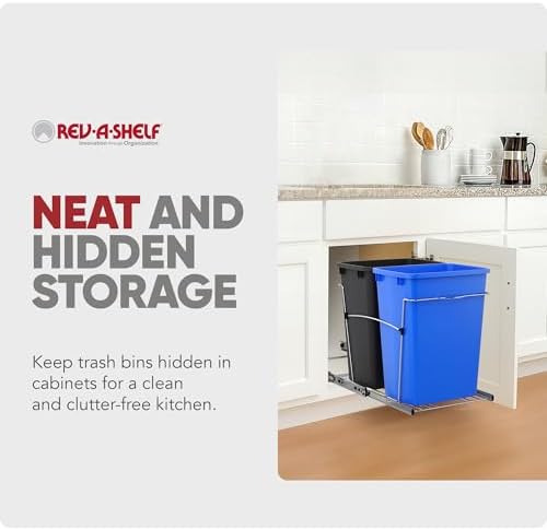 Rev-A-Shelf Double Pullout Garbage Trash Cans for Kitchen Cabinets, 35 Qt - Image 5