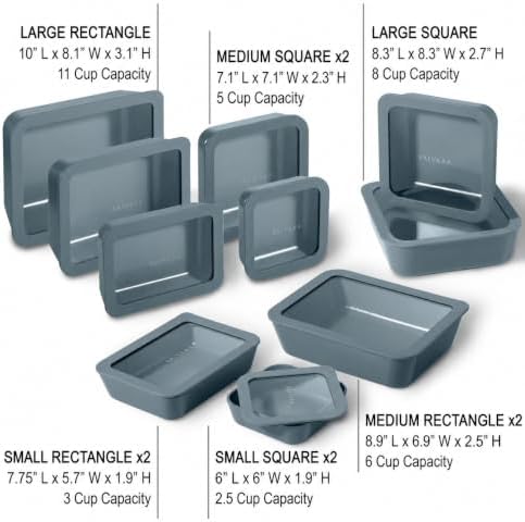 Glass Food Storage Set, 10 Containers + 10 Glass Lids, Dusk - Image 2