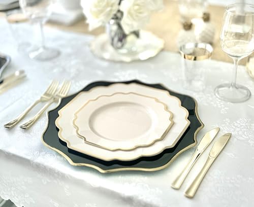 OCCASIONS Disposable Plastic Plates for 120 Guests (Imperial Ivory & Gold) - Image 4