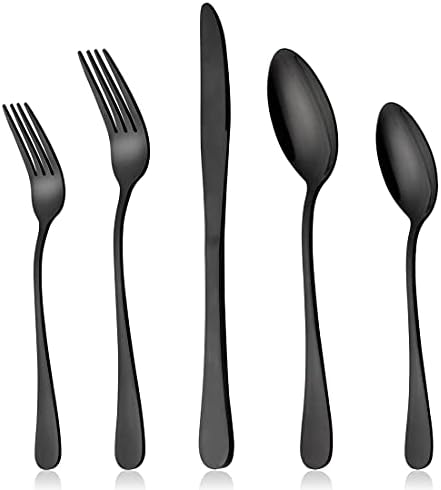 LIANYU Black Flatware Silverware Set, 40-Piece Cutlery Set for 8 by LIANYU