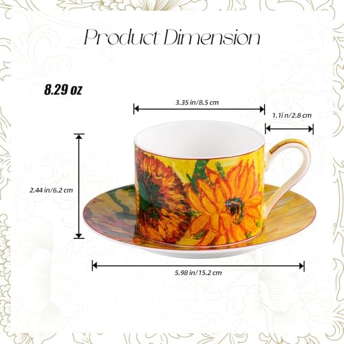 KAMMAK Tea Cups and Saucers Set of 2, Porcelain Coffee Cups, JBE007 - Image 2