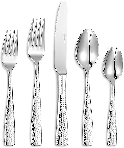 KEAWELL Premium Louis Hammered 20/45/65-Piece Silverware Set (20) by KEAWELL