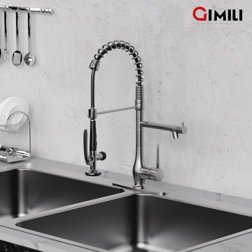 GIMILI Black Stainless Commercial Kitchen Faucet with Pull Down Sprayer - Image 6