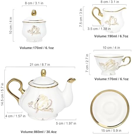 fanquare 22 Piece British Gold Tulip New Bone China Tea Coffee Set - Image 6