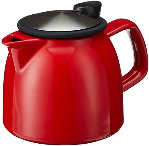 FORLIFE Bell Ceramic Teapot with Basket Infuser, 26-Ounce/770ml, Red - Image 2