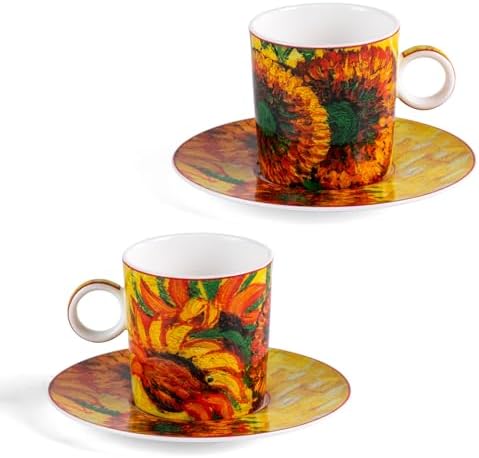 KAMMAK Tea Cups and Saucers Set of 2, Porcelain Coffee Cups, JBE006 by KAMMAK