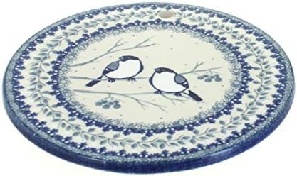 Blue Rose Polish Pottery - Bluebird Trivet - 7.25" Diameter - Ceramic Hot Plate Holder, Decorative Kitchen & Dining Table Accessory by BlueRosePottery