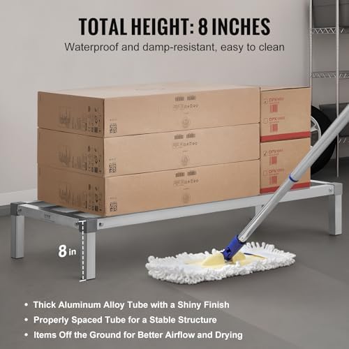 VEVOR Aluminum Dunnage Rack, 48” x 20” Commercial Food Floor Rack, 8” Off the Floor, 1000 lbs Capacity All-Welded Aluminum Storage, for Storage in Restaurants, Kitchens, Garages and Vehicles - Image 3