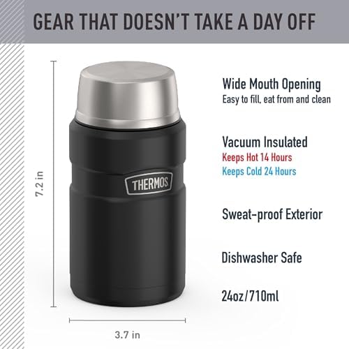 THERMOS Stainless King Vacuum-Insulated Food Jar, 24 Ounce, Matte Black - Image 2