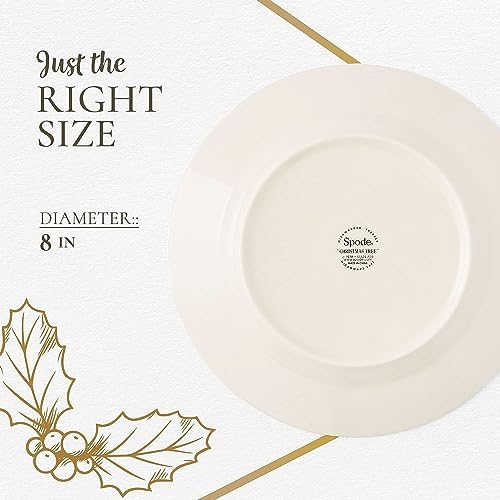 Spode Christmas Tree 7.25" Salad Plates Set of 4 | Stoneware - Dishwasher, Microwave, Freezer Safe | Holiday Dinnerware Décor - Gifting Ideas, Gathering Serveware - Appetizer Dessert Dishes - Image 7