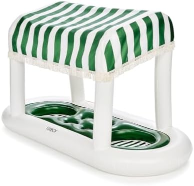 FUNBOY Floating Drink Station with Removable Canopy, Green Cabana - Image 2