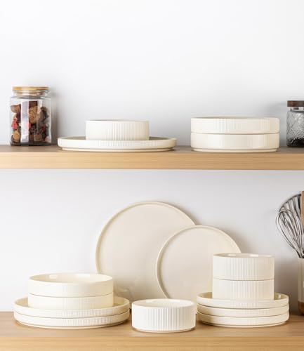 TheTerra Ceramic Dinnerware Set for 4, 12-Piece Plates and Bowls Set - Image 6
