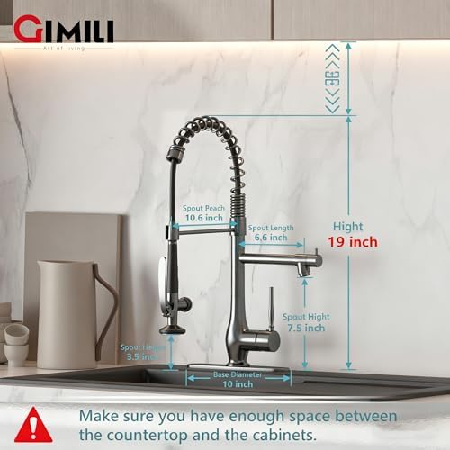 GIMILI Black Stainless Commercial Kitchen Faucet with Pull Down Sprayer - Image 2