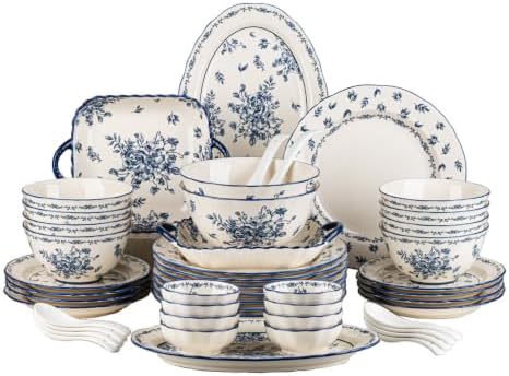 Ceramic Dinnerware Set, Series Kavara Ⅱ, (Vintage Cobalt Blue) by FANGJING