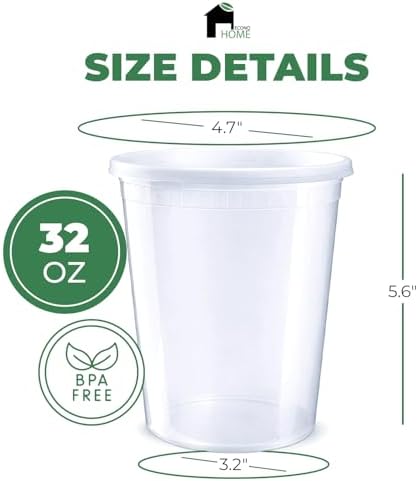 EconoHome Clear Deli Containers with Lids - 240-Pack, 32oz Plastic Containers with Lids for Food Storage, Meal Prep, Leftover, Restaurant Business, Takeout - Fridge, Microwave & Freezer-Safe - Image 3