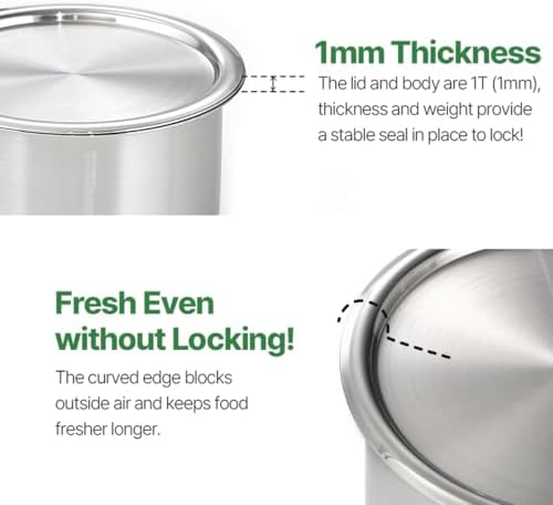 CaKE 5PCS Stainless Steel Food Storage Containers With Lids 5PCS Canister Set Kitchen Appliances Dishwasher Safe Premium South Korea - Image 4
