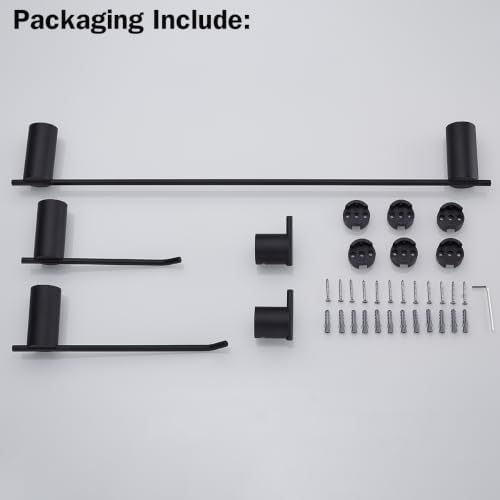 RANDOM Matte Black Bathroom Hardware Set 5 Pieces Include 24 inch Towel Bar Towel Rod Toilet Paper Holder Towel Hook for Bathroom,SUS304 Stainless Steel.RD96068S-5MB - Image 3