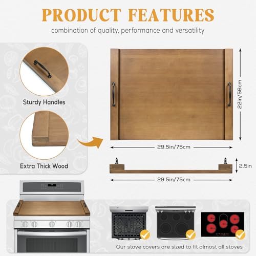 GASHELL Noodle Board Stove Cover with Handles for Electric, Gas Stove Top - Image 4