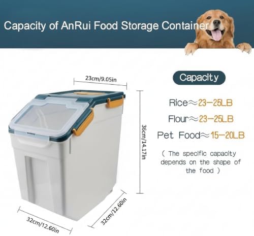 AnRui Airtight 25LB Flour & Grain Storage Container, 2Pcs, Blue - Image 2