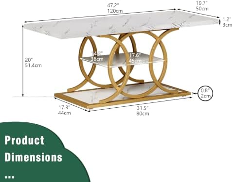 GiftGo Rustic Coffee Table with Storage Industrial 3 Tier Center Living Room Table Farmhouse Wooden Rectangle Cocktail Tea Table for Office Bedroom Elegant Full Moon Design (Vintage Gray, L-47) - Image 2